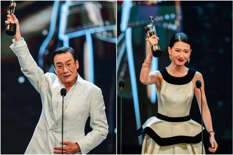 Tony Leung Ka Fai (left) won Best Actor and Fish Liew won Best Actress at the Hong Kong Film Awards on April 19.