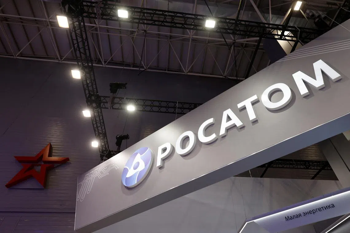 FILE PHOTO: A view shows a stand of Russian state nuclear agency Rosatom at an exposition of the international military-technical forum Army-2023 at Patriot Congress and Exhibition Centre in the Moscow region, Russia, August 18, 2023. REUTERS/Stringer/File Photo