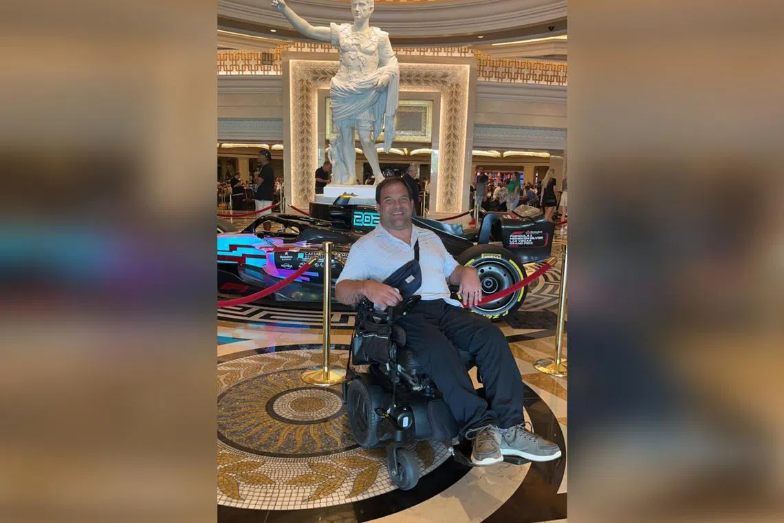A flight attendant told the couple that an aisle wheelchair was not available and that Mr Rodney Hodgins would need to get off the plane on his own. 