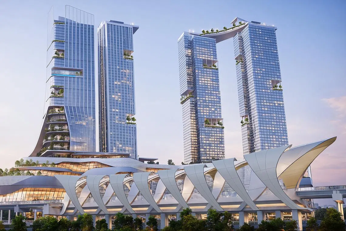 Artist impression of the mall, hotel, residential development near the RTS Link Bukit Chagar station.