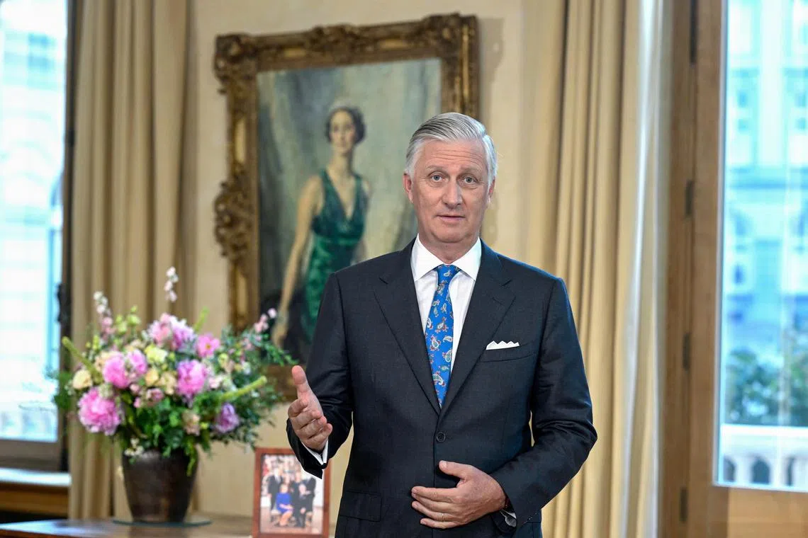 King Philippe recording his speech for Belgium's National Day on July 16.