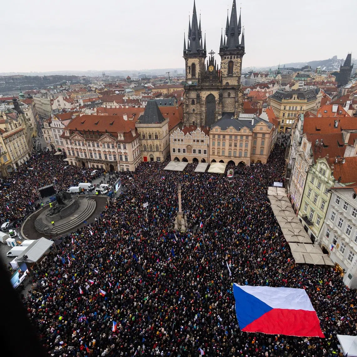 People take part in a rally in support of Czech President Petr Pavel, organised by Million Moments for Democracy group in reaction to dispute between President Pavel and Czech Foreign Minister and Motorists chair Petr Macinka, in Prague, Czech Republic, February 1, 2026. REUTERS/Eva Korinkova