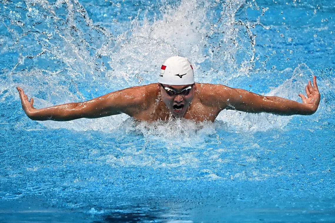 Singapore swimmer Joseph Schooling swimming in the men’s 100m butterfly in the Olympics