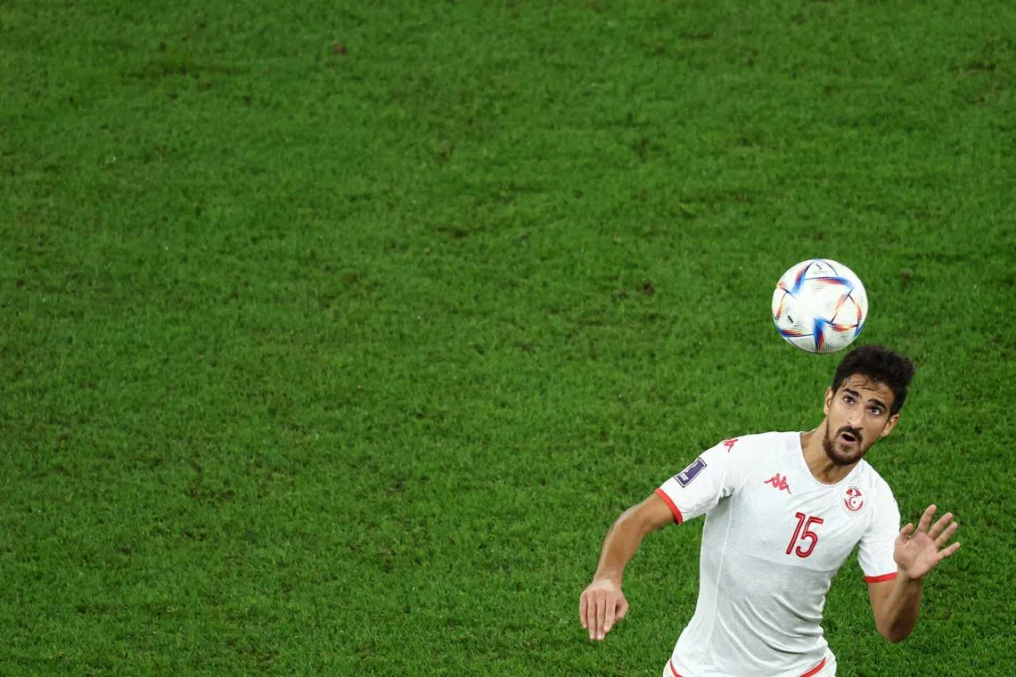 FILE PHOTO: Soccer Football - FIFA World Cup Qatar 2022 - Group D - Tunisia v France - Education City Stadium, Al Rayyan, Qatar - November 30, 2022 Tunisia's Mohamed Ali Ben Romdhane in action REUTERS/Marko Djurica/File Photo