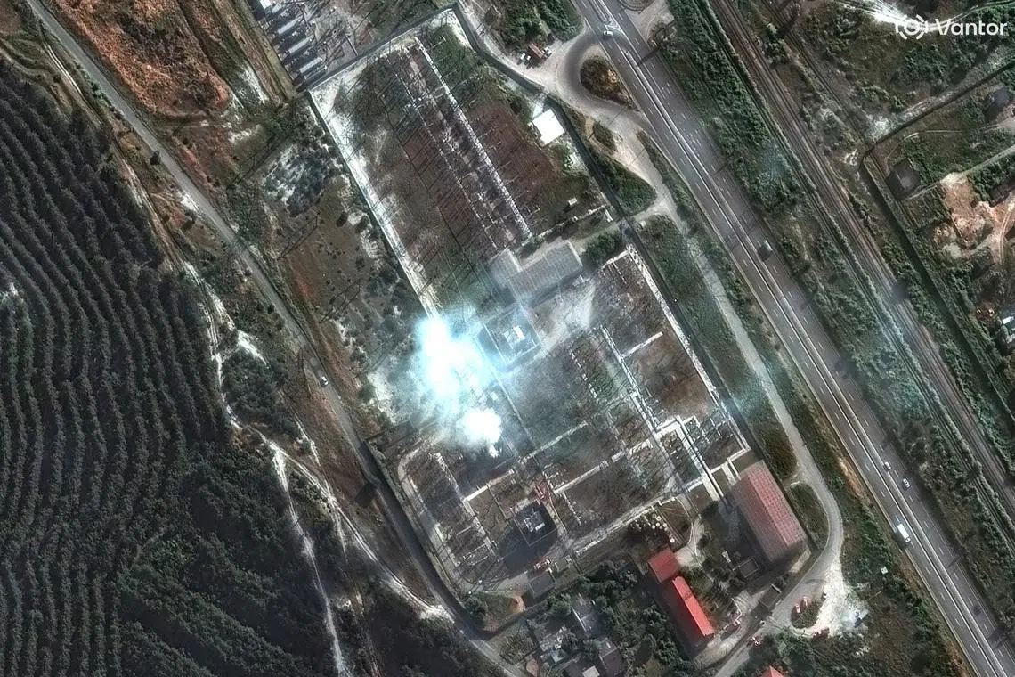 A satellite image shows an overview of the Sevastopol power substation after Ukrainian drones knocked out power in the biggest city in Russian-held Crimea on June 24.