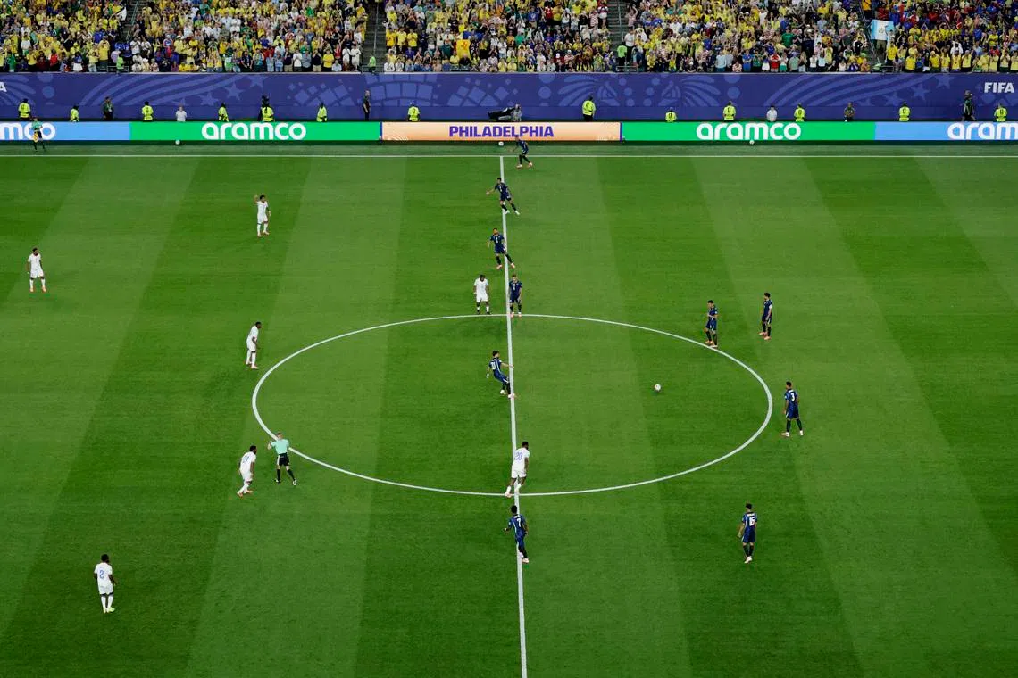 Soccer Football - FIFA World Cup 2026 - Group C - Brazil v Haiti - Philadelphia Stadium, Philadelphia, Pennsylvania, U.S. - June 19, 2026 General view of the kick off at the start of the match REUTERS/Jeenah Moon