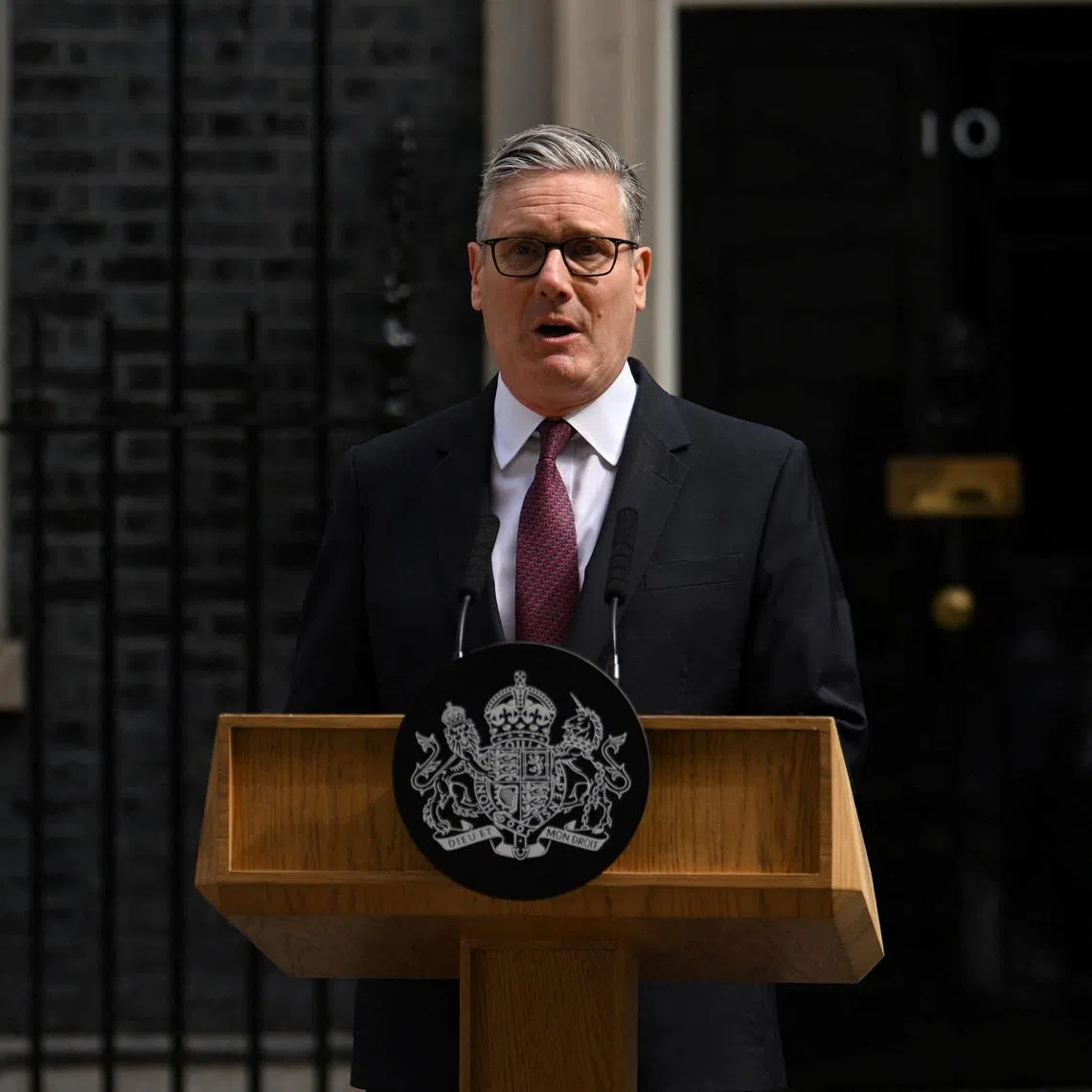 British Prime Minister Keir Starmer announcing his resignation outside 10 Downing Street on June 22.