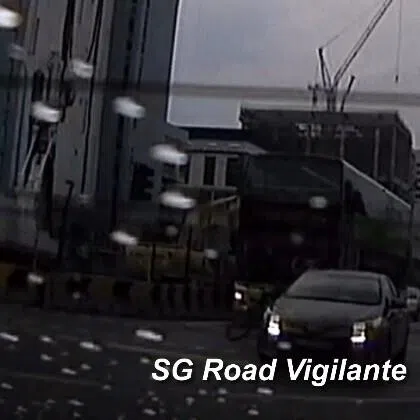 The impact sends the cyclist flying backwards a few metres before he lands on the road.