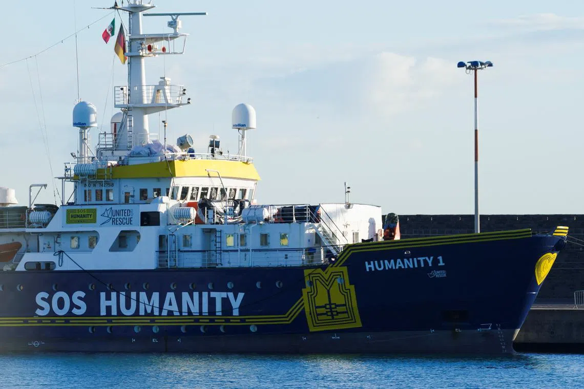 FILE PHOTO: NGO rescue ship Humanity 1 is docked in the port of Catania after Italy allowed disembarkation of children and sick people in Catania, Italy, November 7, 2022. REUTERS/Antonio Parrinello/File Photo