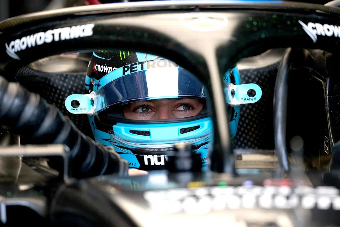 Mercedes' George Russell during practice.