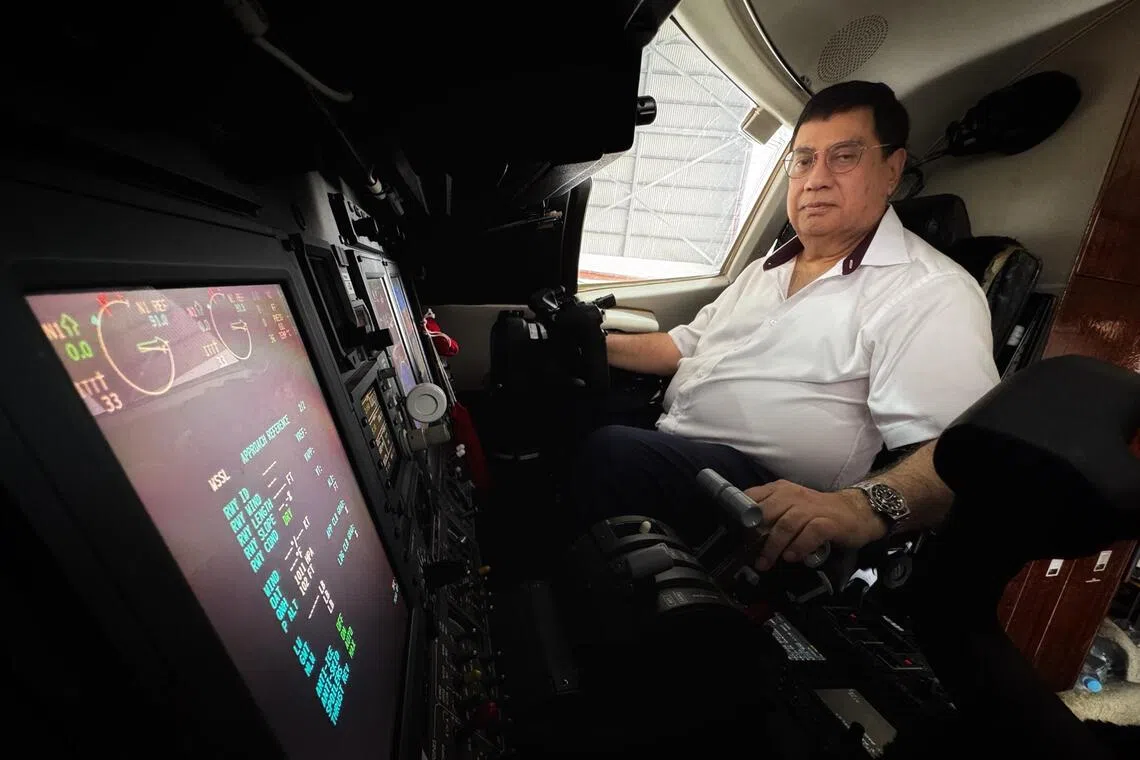 Veteran lawyer Salem Ibrahim in a private plane on Sept 10. His legal background and specialised piloting credentials have established his firm as a premier boutique practice for cross-border aviation matters.
