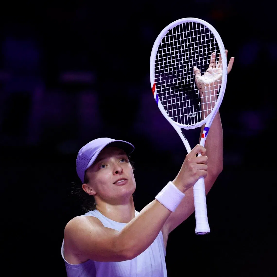 Poland's Iga Swiatek celebrates after winning her round of 32 match against Madison Keys of the US.