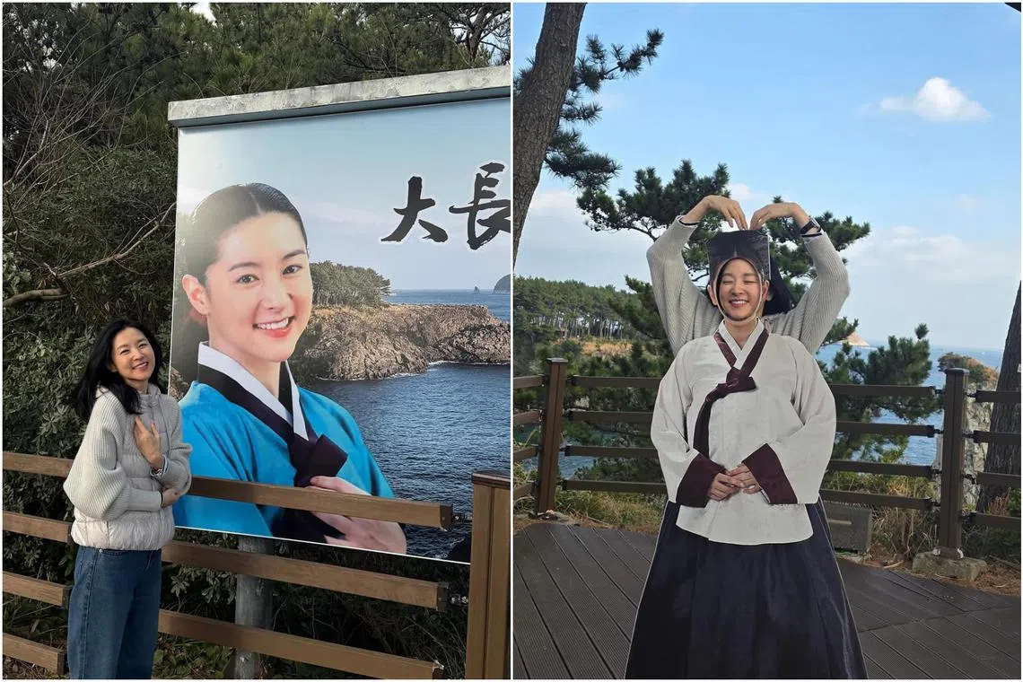 Lee Young-ae shares on social media on March 16 photos of herself at the filming location of Jewel In The Palace.