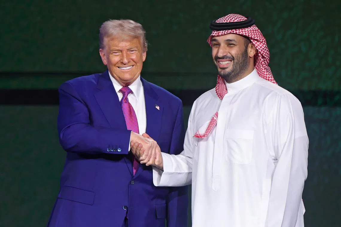 US President Donald Trump (left) and Saudi Crown Prince Mohammed bin Salman in Riyadh, Saudi Arabia, on May 13.