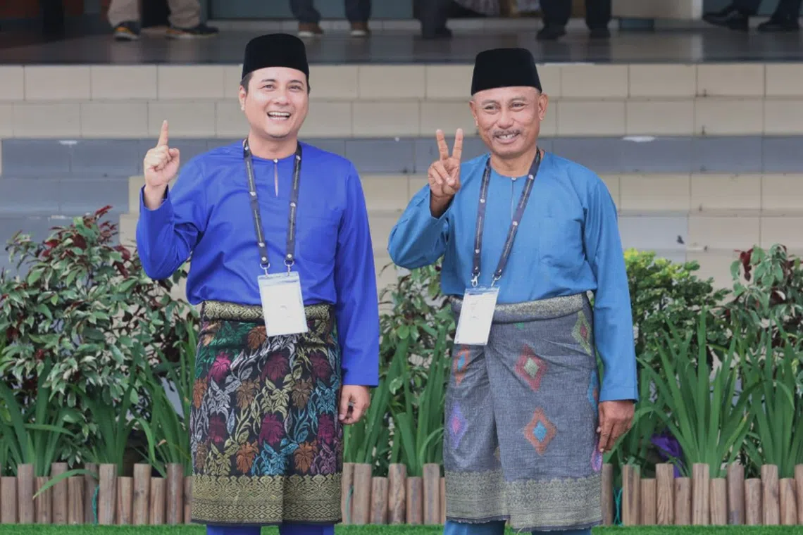 BN’s candidate, Mr Syed Hussien Syed Abdullah (left), and PN’s candidate, Mr Mohamad Haizan Jaafar (right) are contesting for the Mahkota state seat.