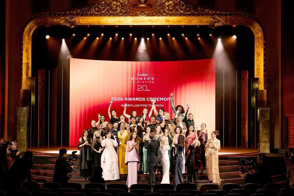 The 30 Cartier Women's Initiative fellows with international human rights lawyer Amal Clooney, Chairman of Cartier Culture and Philanthropy Cyrille Vigneron and Yanina Novitskaya, CEO of Cartier SEA & Oceania.