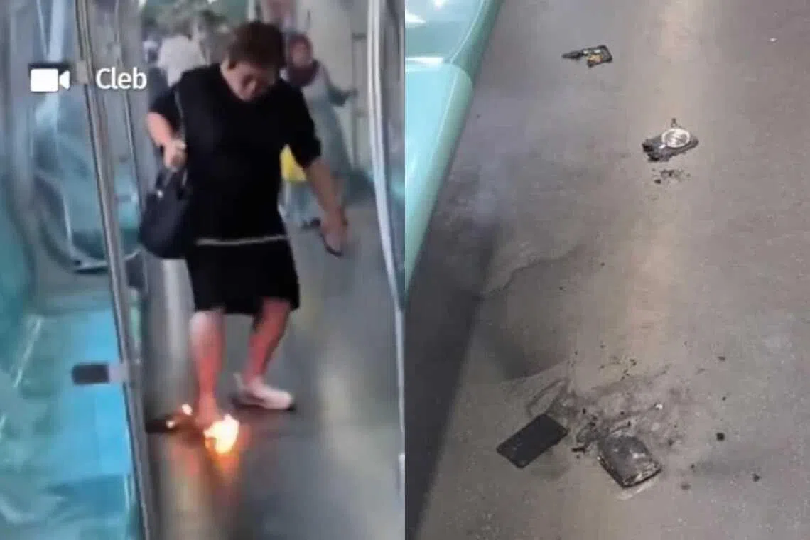 A power bank caught fire in a train carriage at Admiralty MRT station on March 16, 2026.