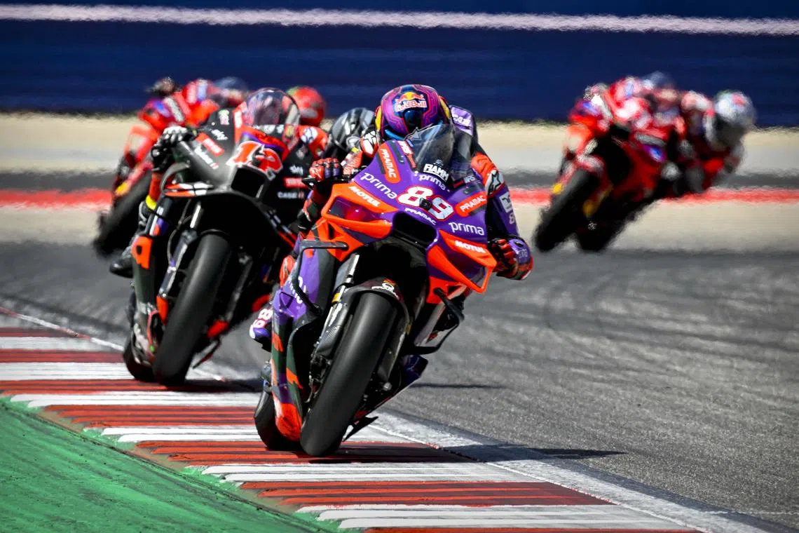Apr 14, 2024; Austin, TX, USA; Jorge Martin (89) of Spain and Prima Pramac Racing and Maverick Vinales (12) of Spain and Aprilia Racing rides during the MotoGP Grand Prix of The Americas at Circuit of The Americas. Mandatory Credit: Jerome Miron-USA TODAY Sports/ File Photo