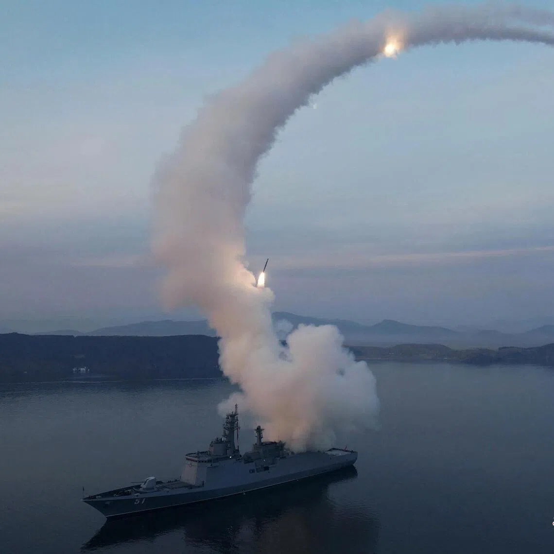 A strategic cruise missile test launch conducted on the destroyer Choe Hyon at an undisclosed location in North Korea on March 10, 2026.