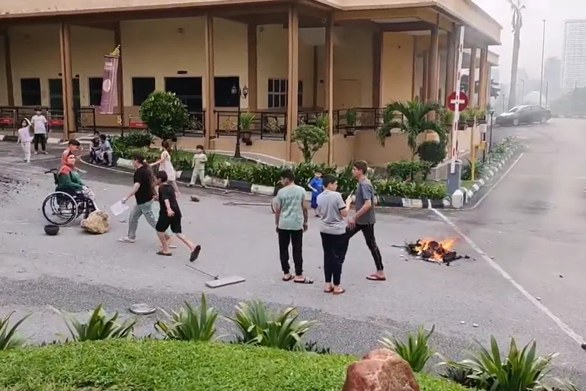 Some of the furniture in the Wisma Transit building had been damaged.