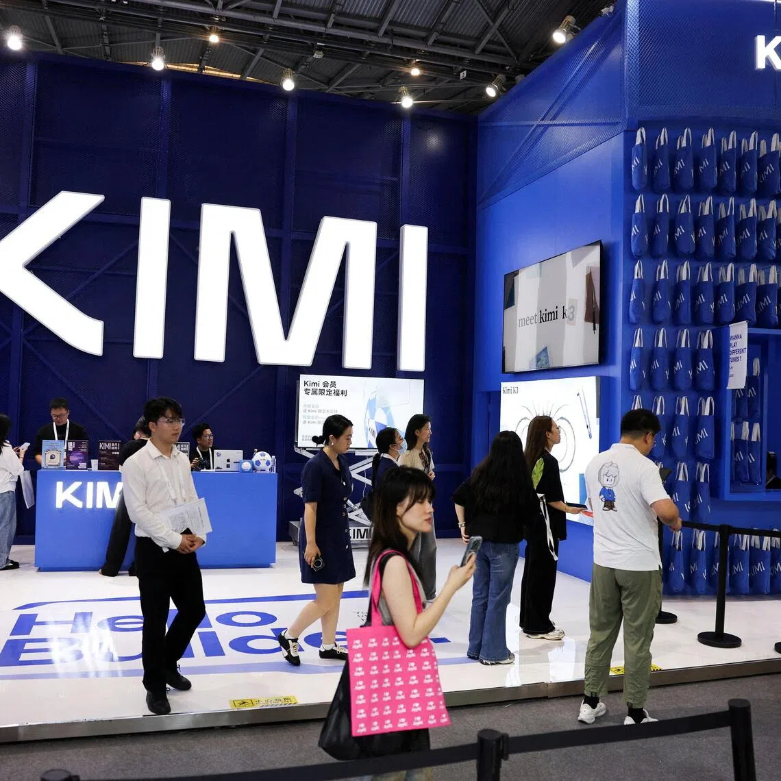 The Moonshot booth promoting its Kimi K3 AI model, during the World Artificial Intelligence Conference (WAIC) in Shanghai, China, on July 17.
