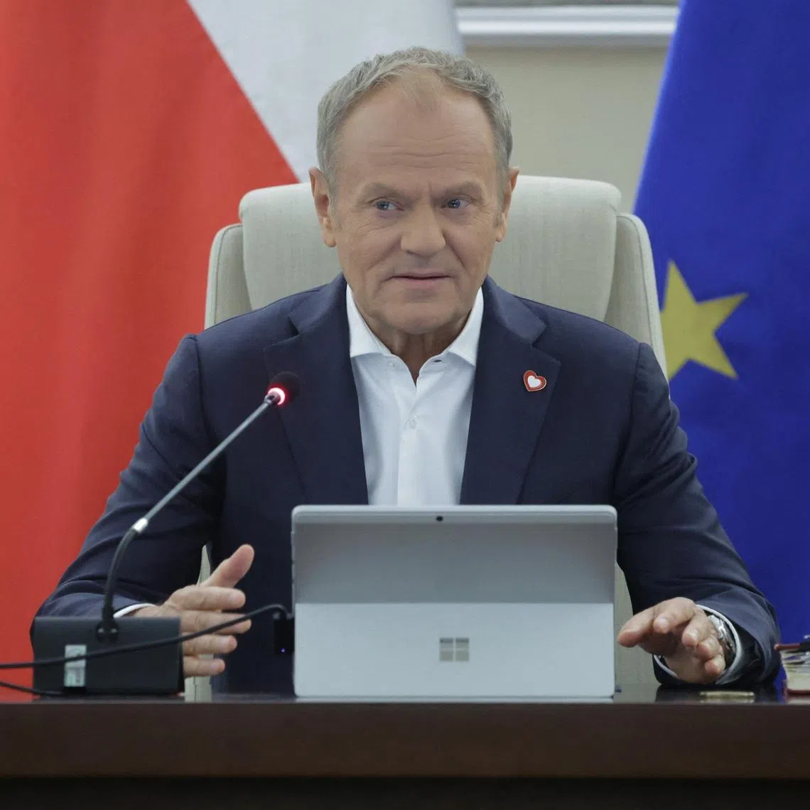 Polish Prime Minister Donald Tusk speaks during government sitting in Warsaw, Poland, March 24, 2026. Kuba Atys/ Agencja Wyborcza.pl via via REUTERS