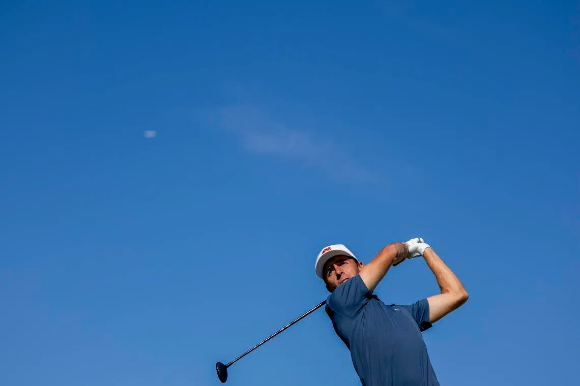 Spanish golfer David Puig in action during the second day of the Spanish Open golf tournament at the Real Club de Campo Villa in Madrid, Spain, on Oct 9.
