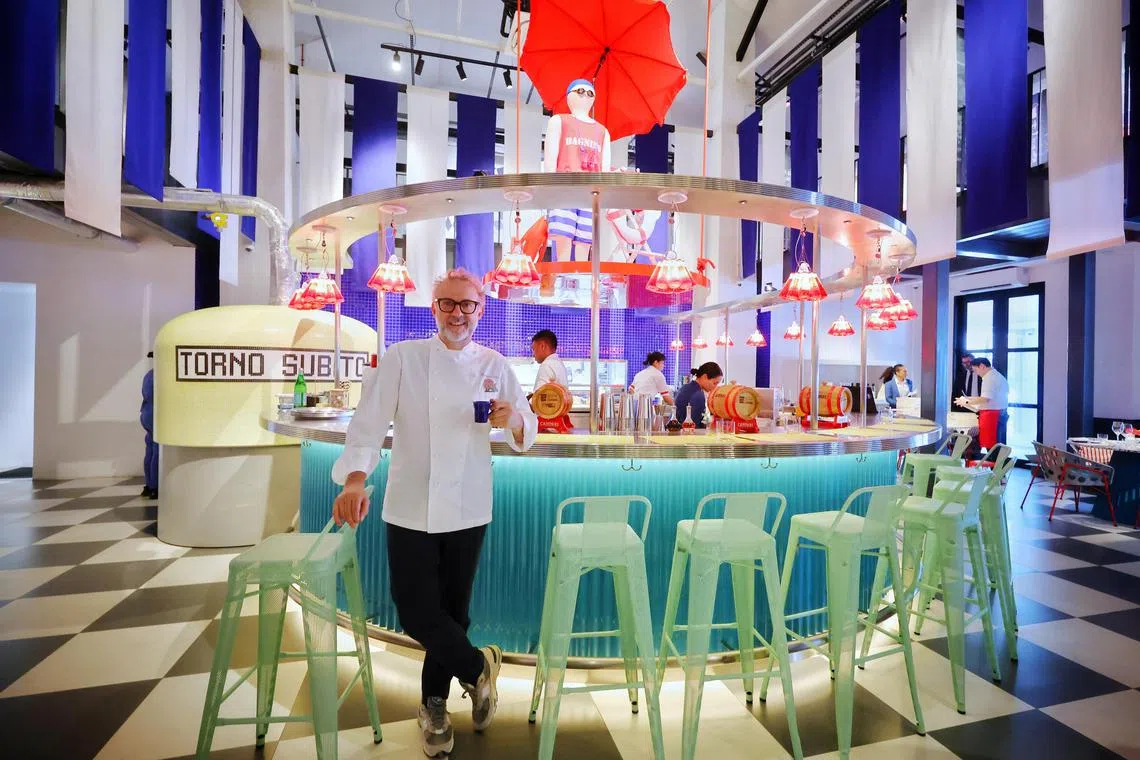 ST20240324_202463784745/hybottura/Hsueh/Jason Quah

Chef Massimo Bottura pictured in Torno Subito at Dempsey Road on March 24, 2024.