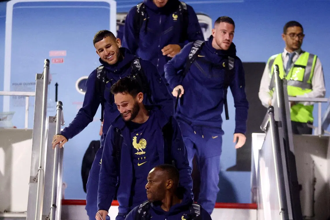 France's Lucas, Theo Hernandez and Hugo Lloris arrive in Doha.