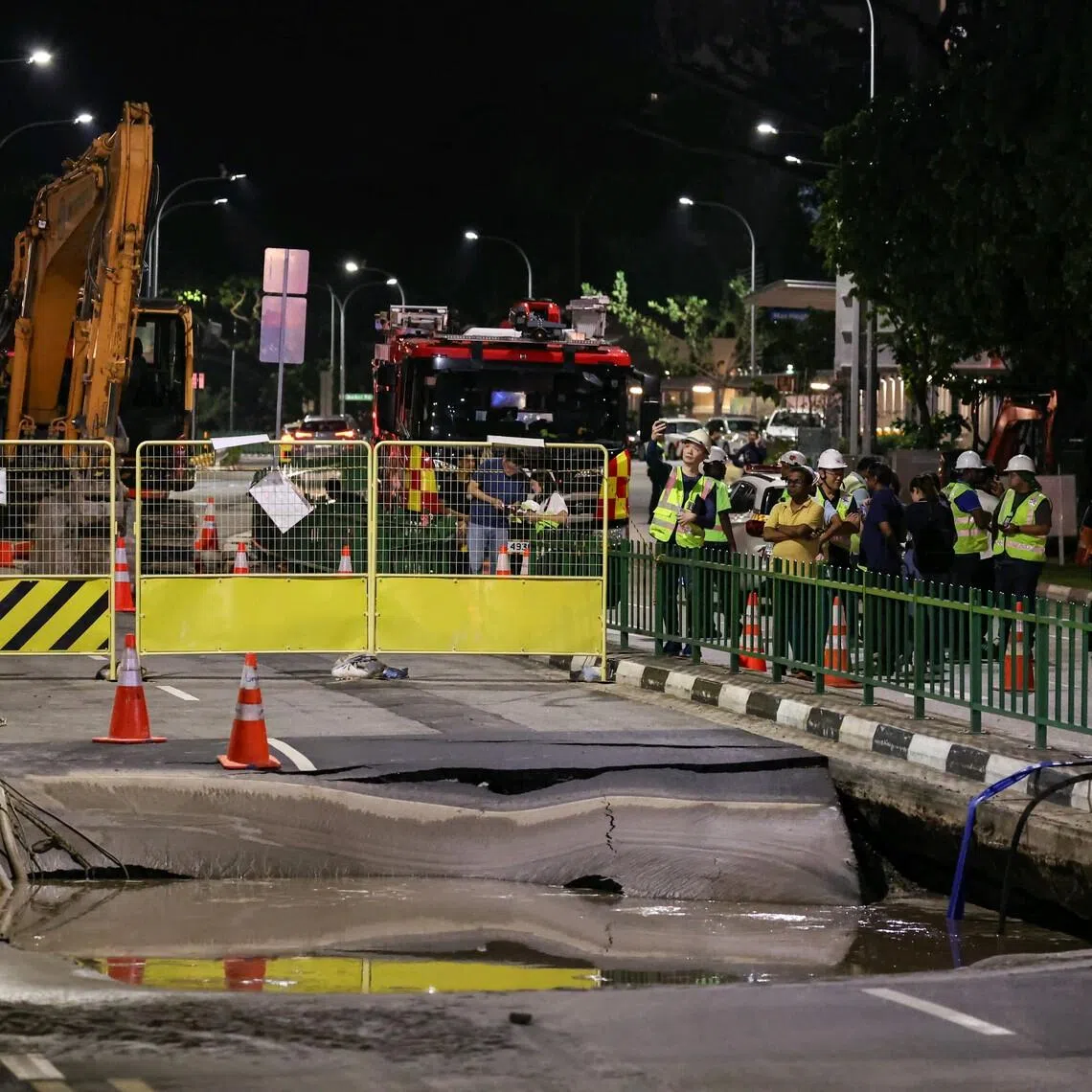 The large sinkhole in Tanjong Katong Road South had appeared suddenly at about 5pm on July 26, 2025, as two lanes of the road collapsed into a large pit.