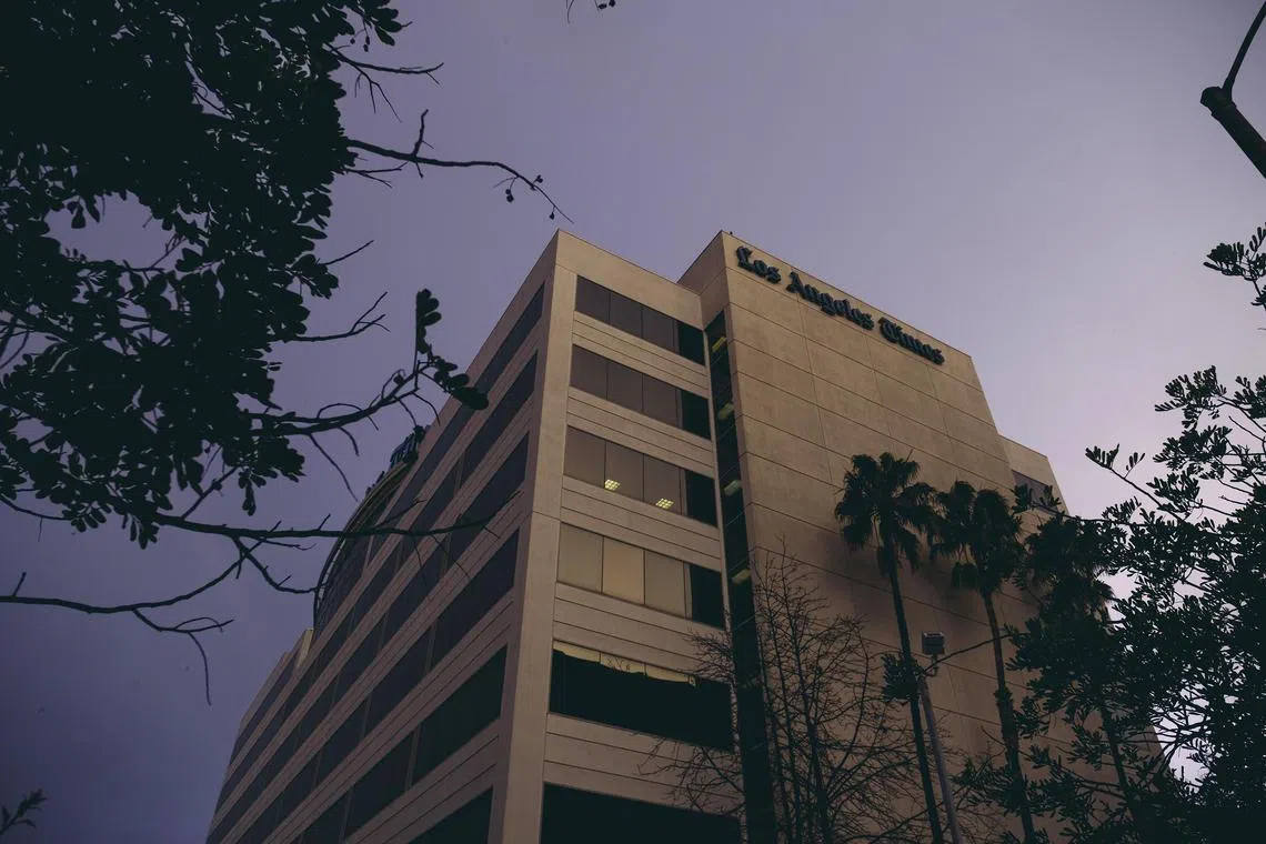 The Los Angeles Times building in El Segundo, California. After the paper cancelled its planned endorsement of Kamala Harris, its owner Patrick Soon-Shiong said his daughter Nika, who blamed the Biden administration's stance on the Gaza war for the decision, said she did not speak for the organization. 
