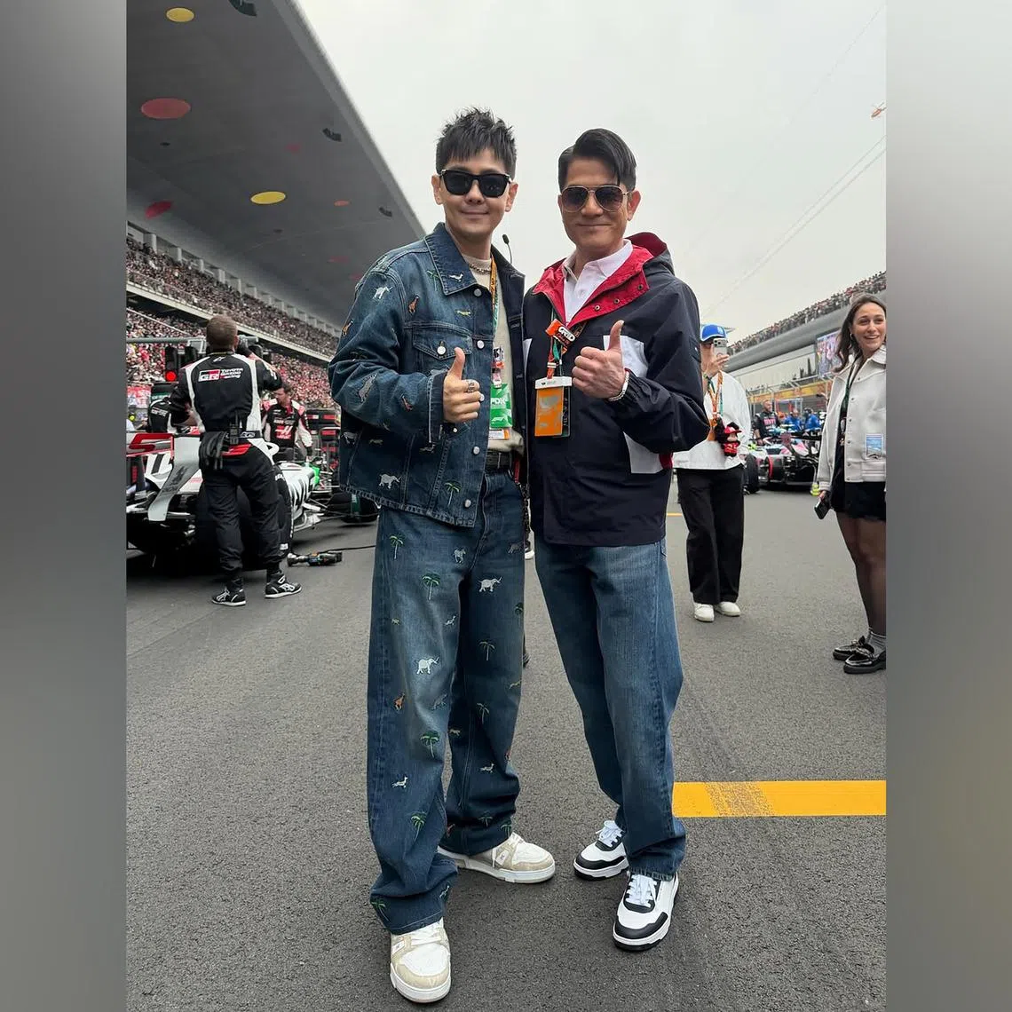 Jimmy Lin (left) shares a photo with Aaron Kwok on social media on March 17.