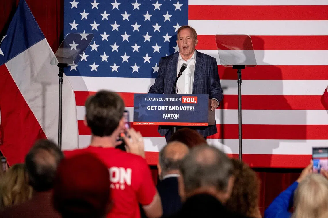 Texas Attorney-General and Republican US Senate candidate Ken Paxton was impeached by the Republican-controlled Texas House in 2023 on abuse-of-office allegations but was acquitted by the state Senate.