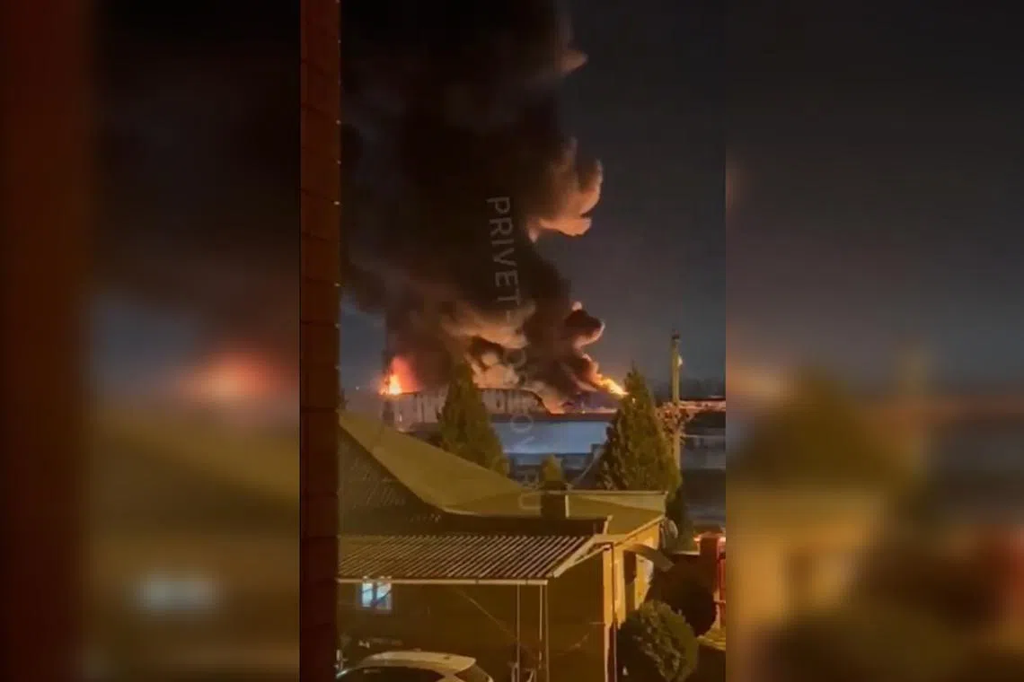 A source in Ukraine's SBU security service said a Russian ammo depot and drone storage facility had been hit near the village of Chaltyr, in Russia's Rostov region.