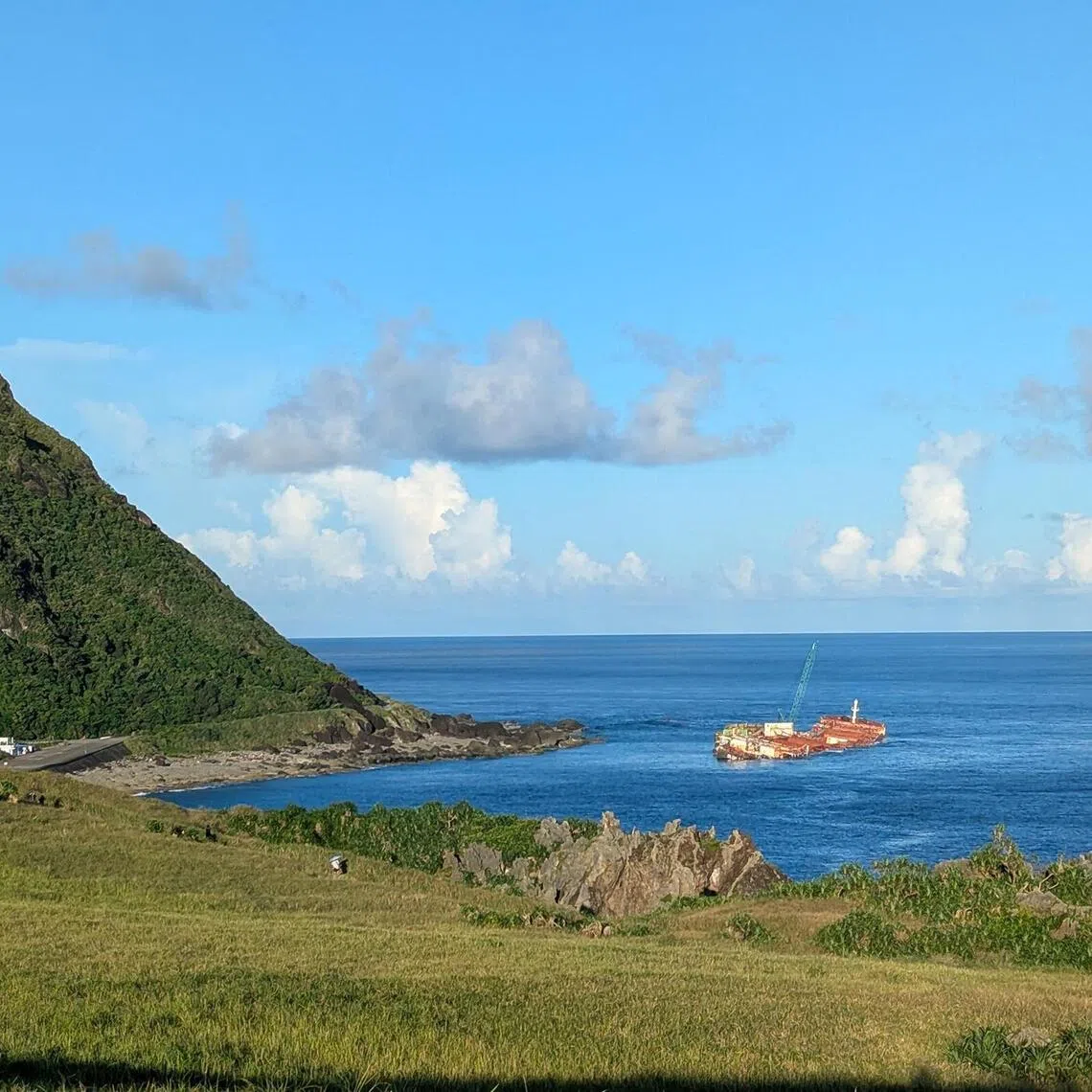 A stranded ship off Green Green Grassland in Orchid Island. 