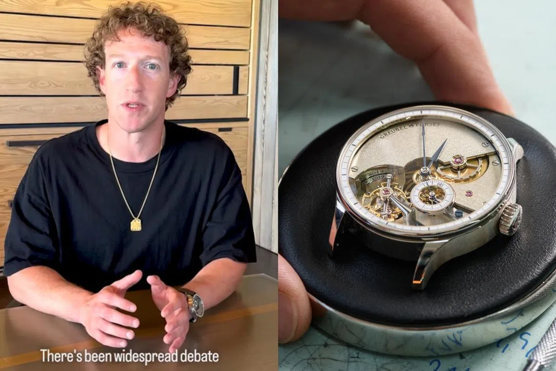 Meta Platforms chairman Mark Zuckerberg wore a rare Swiss Greubel Forsey Hand Made 1 on his left wrist.