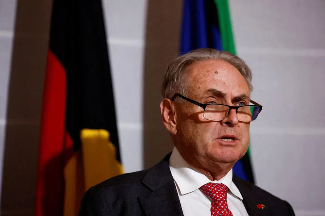 FILE PHOTO: Australia's Trade Minister Don Farrell attends a press conference following a meeting with Chinese Commerce Minister Wang Wentao, in Beijing, China May 12, 2023. REUTERS/Florence Lo/Pool/File Photo