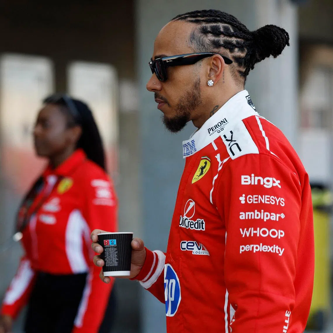 Formula One F1 - Pre Season Testing - Bahrain International Circuit, Sakhir, Bahrain - February 11, 2026 Ferrari's Lewis Hamilton ahead of the pre-season testing REUTERS/Hamad I Mohammed