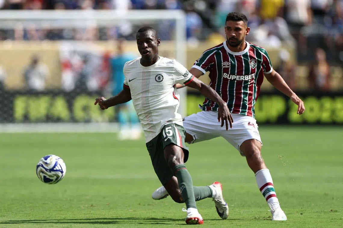 Chelsea's Nicolas Jackson (in white) in action against Fluminense's Ignacio during the Fifa Club World Cup semi-finals in July.