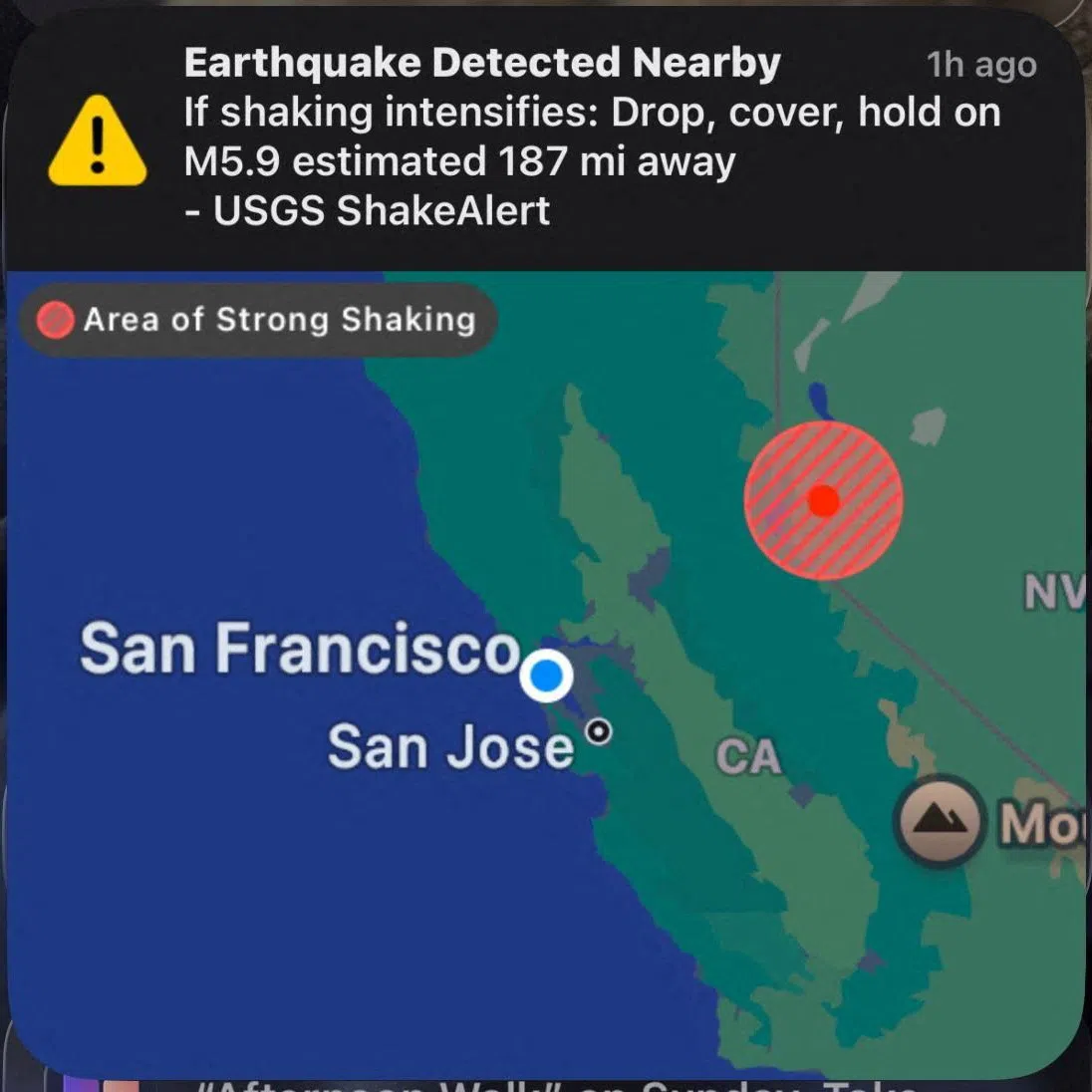 The warning was released by a USGS tool called ShakeAlert that is designed to inform people about earthquakes before they feel shaking.