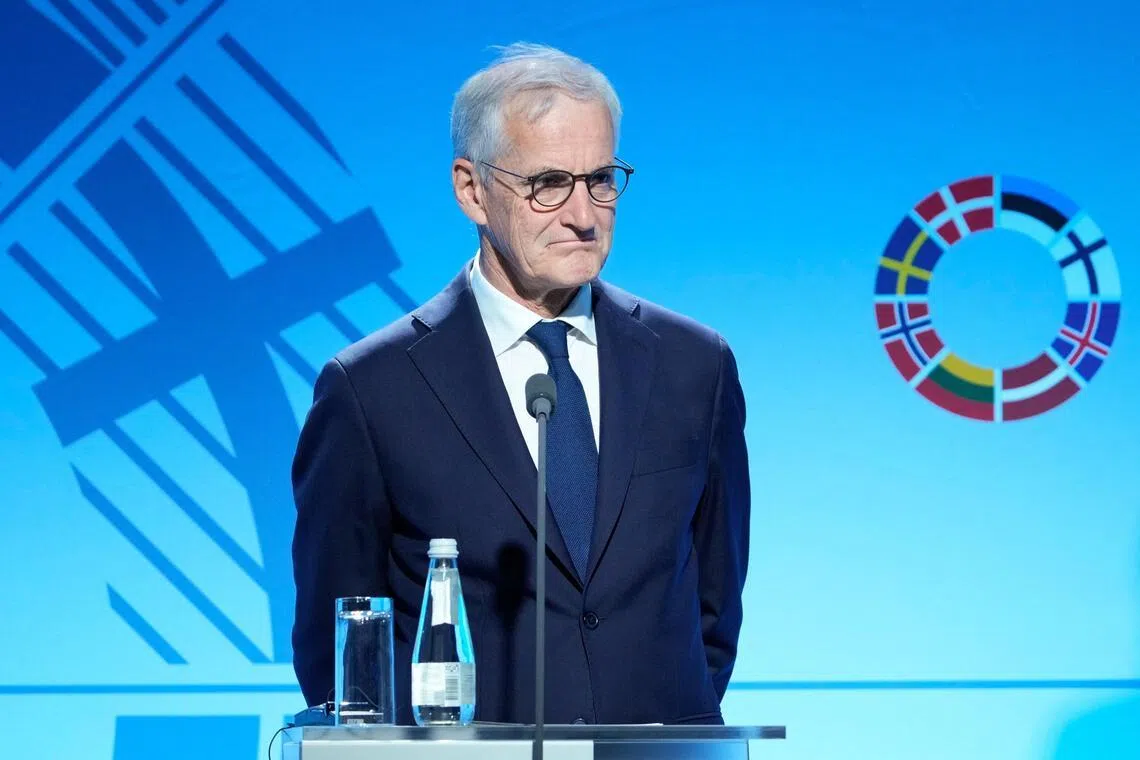 Norway's Prime Minister Jonas Gahr Stoere at a press conference during the Nordic-Baltic cooperation (NB8) Prime Ministers' meeting in Tallinn, Estonia on June 9, 2026.