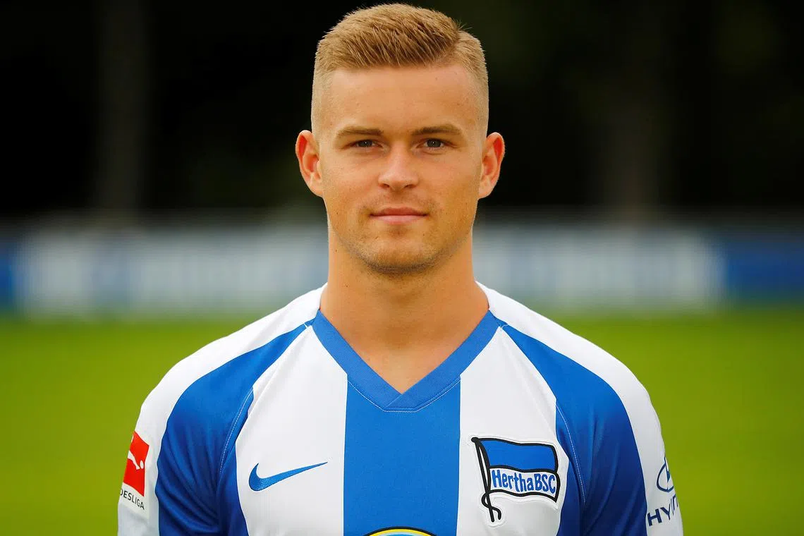 FILE PHOTO: Soccer Football - Bundesliga - Hertha BSC Photo Call - Schenckendorffplatz, Berlin, Germany - July 19, 2019. Hertha BSC's Maximilian Mittelstaedt poses. REUTERS/Hannibal Hanschke. DFL regulations prohibit any use of photographs as image sequences and/or quasi-video/File Photo