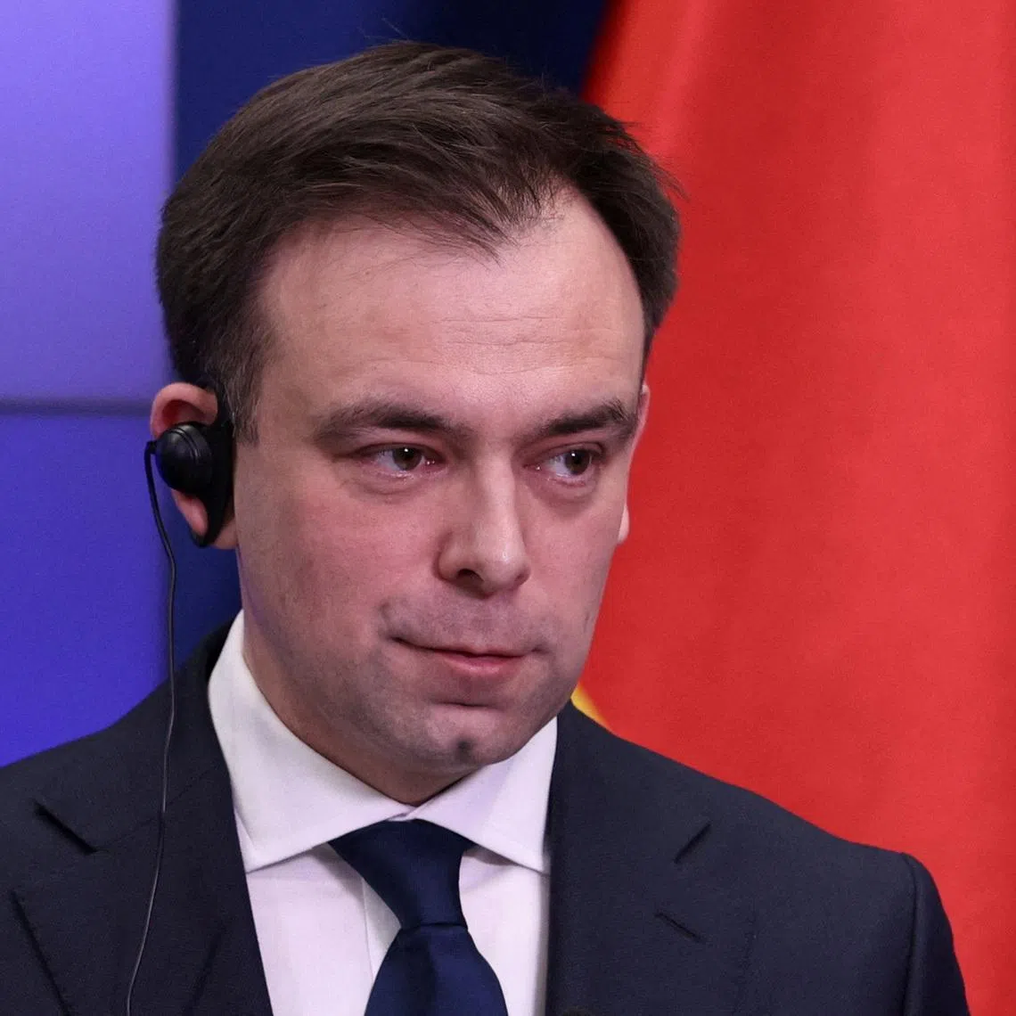 FILE PHOTO: Poland's Minister of Finance and Economy, Andrzej Domanski, holds a press conference with the Vice-Chancellor and Federal Minister of Finance of Germany, Lars Klingbeil (not pictured), during the Vice-Chancellor's official visit, in Warsaw, Poland, February 2, 2026. REUTERS/Kuba Stezycki/File Photo