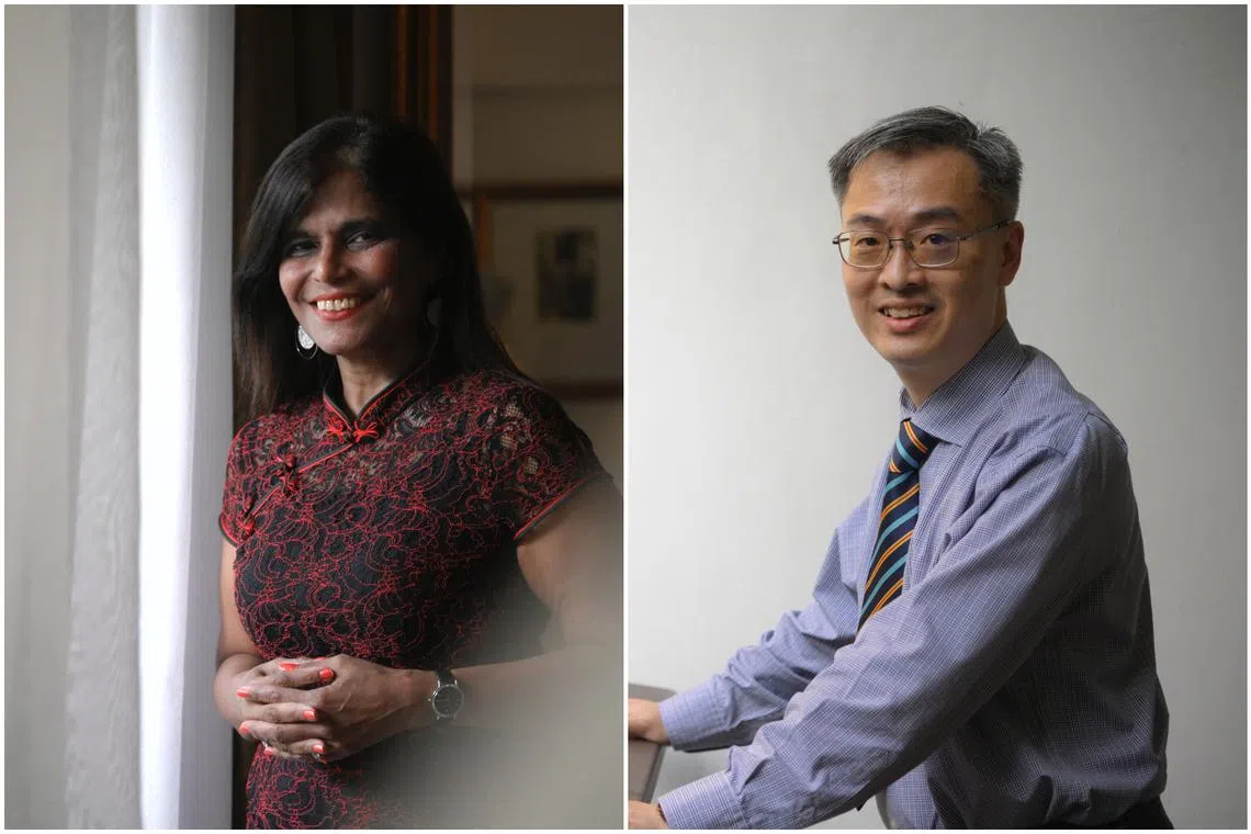 Lawyer Kala Anandarajah (left) and psychiatrist Adjunct Assistant Professor Jerome Goh are among professionals who have volunteered their expertise to SAF.