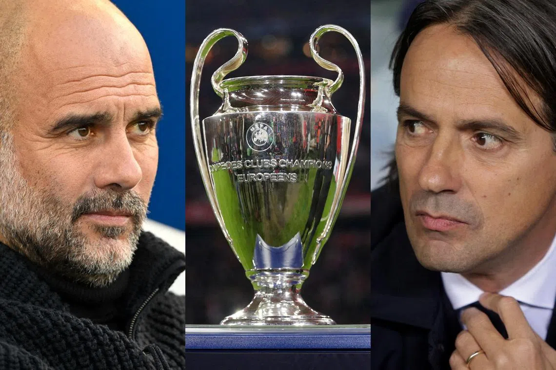 Manchester City manager Pep Guardiola (left) will be hoping to lead the Citizens to their first Champions League title, but Inter Milan's Simone Inzaghi (right) will have other ideas.