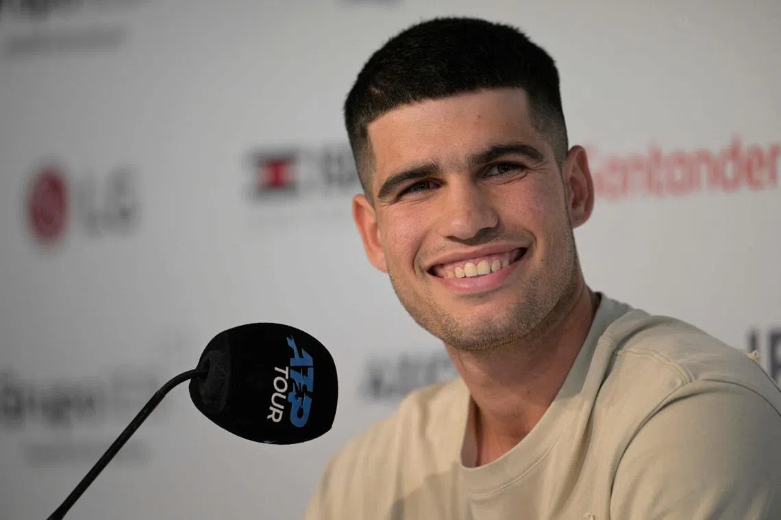 Spanish tennis player Carlos Alcaraz during a press conference at the Argentina Open in Buenos Aires.