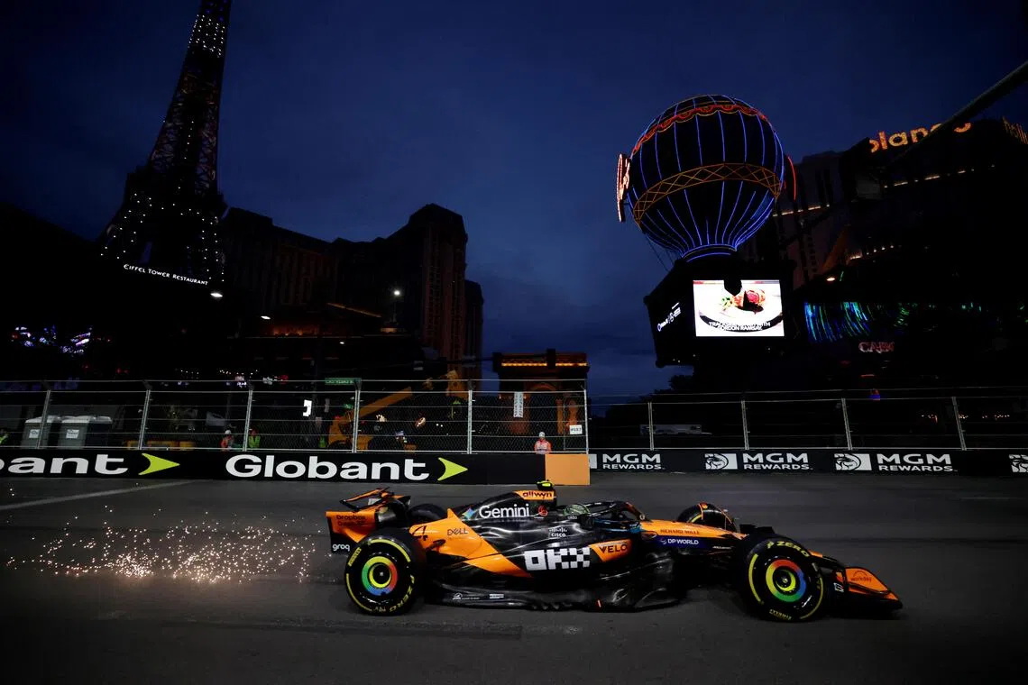 Lando Norris on top in twice red-flagged Las Vegas GP practice