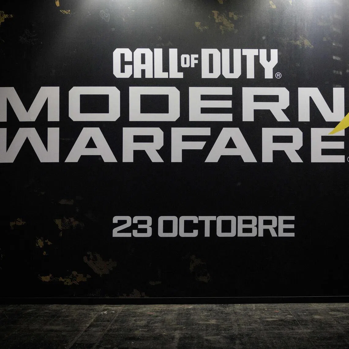 Visitors walk past a Call of Duty Modern Warfare 4 placard during the preview night of Paris Games Week 2026 in Paris on Oct 21.