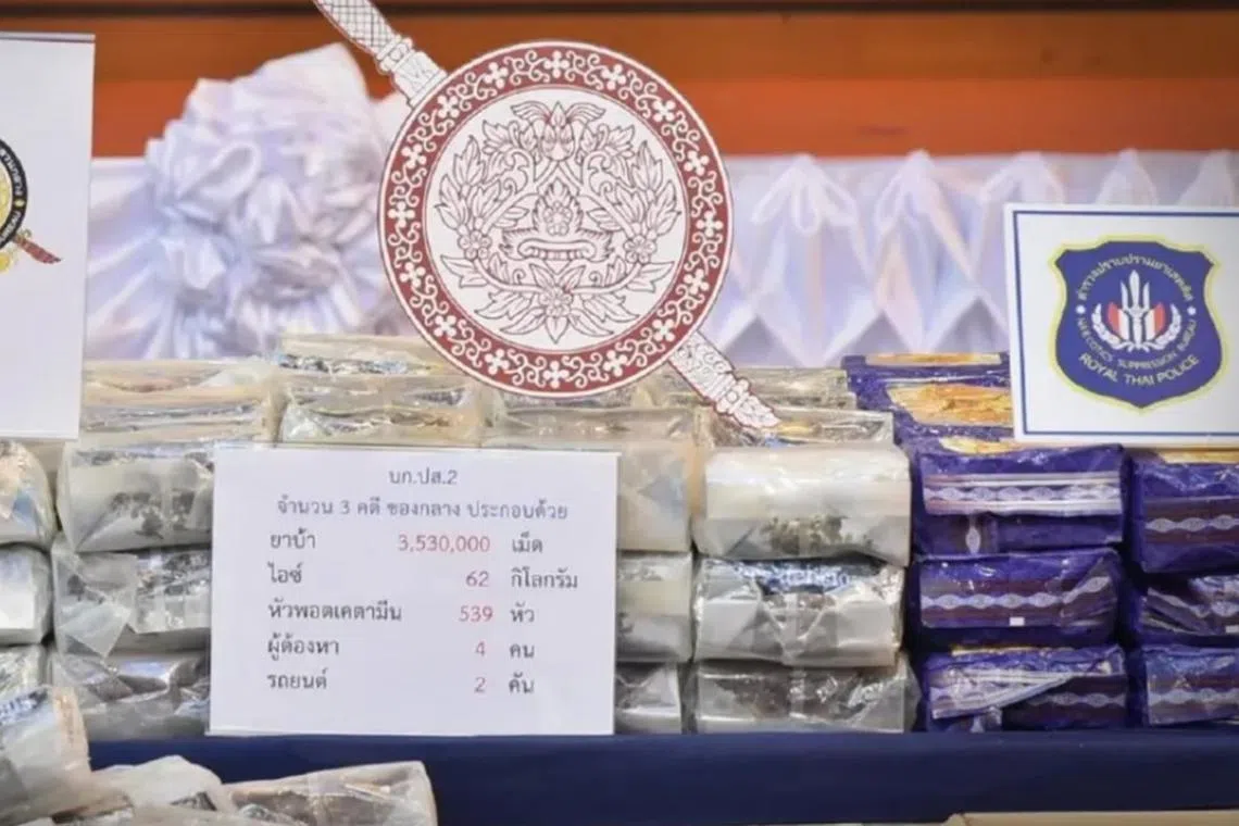 The Thai authorities also seized 11,008 kg of crystal meth, close to 2,000kg of ketamine and 269 kg of heroin in the operations.