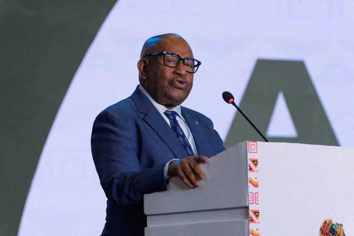 FILE PHOTO: Azali Assoumani delivers a speech during the opening event of the African Union's conference on reparations in Accra, Ghana. November 14, 2023. REUTERS/Francis Kokoroko/File Photo